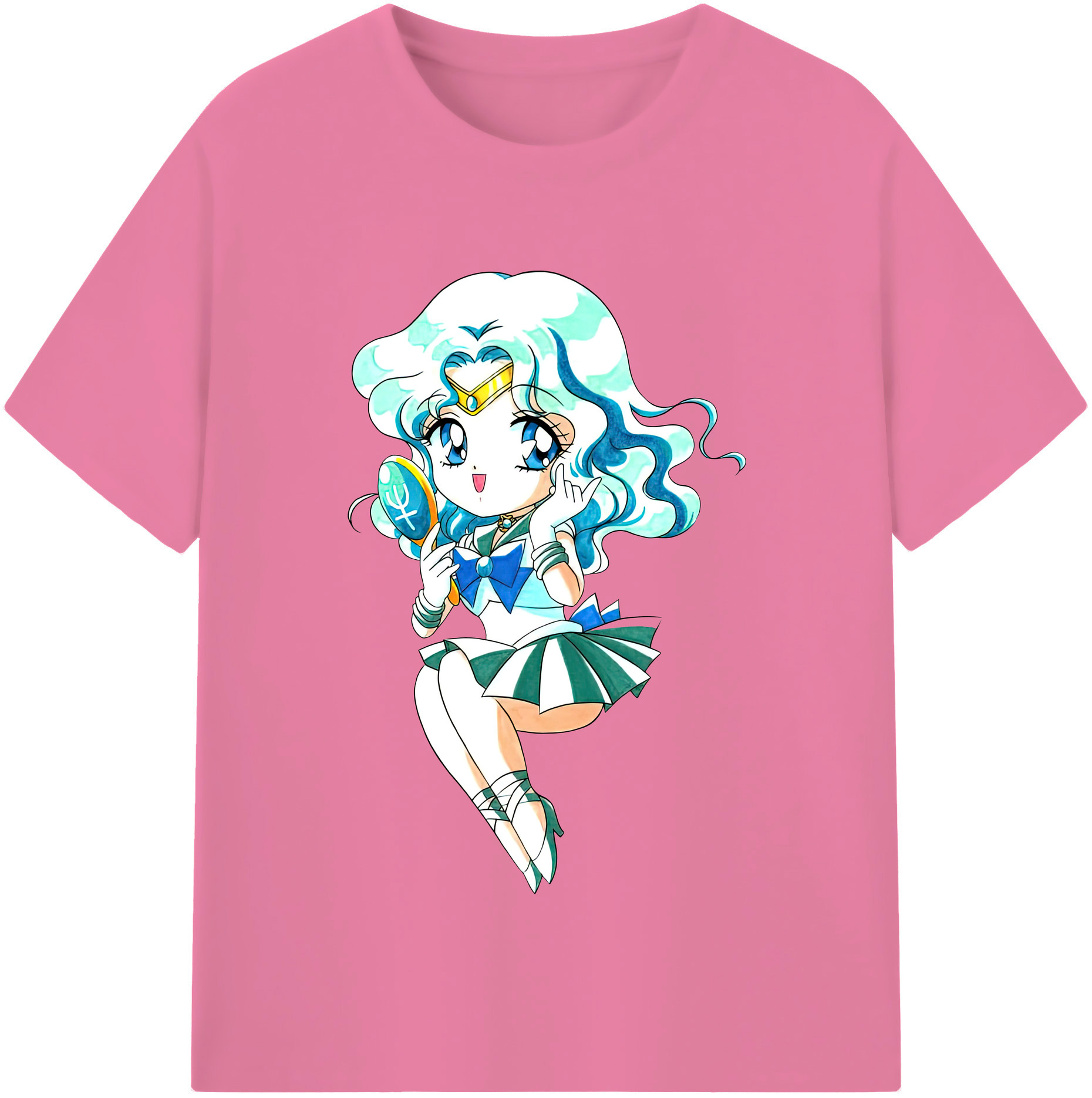 （画像用） 美少女戦士セーラームーン 海王 みちる（かいおう みちる） Sailor Moon Kaiou Michiru 綿100％半袖Tシャツ（フロントプリント）